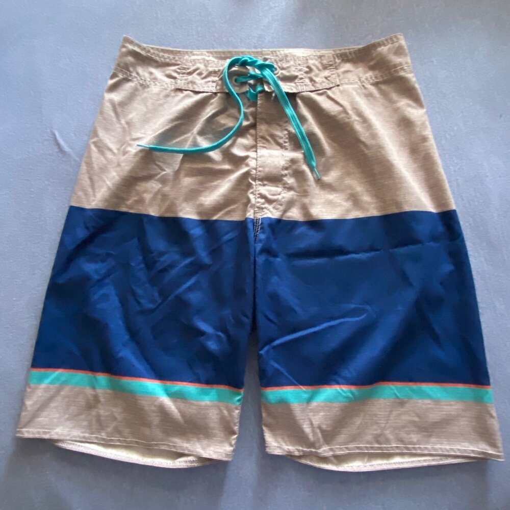 Old Navy Men's Small Swim Board Shorts Blue & Beige Color blocked